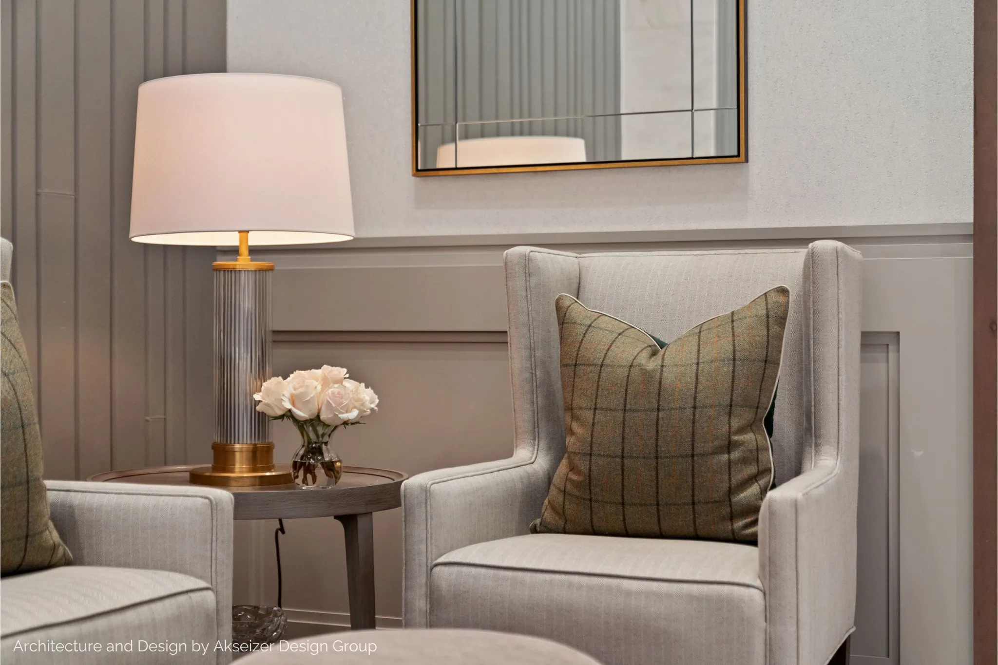 Styled living room for Akseizer Design Group